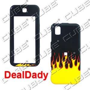 Samsung Delve R800   Yellow & Red Fire/Flames on Black Hard Case/Cover 