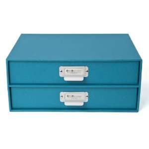  Bigso Birger File Box, 2 Drawers, Turquoise