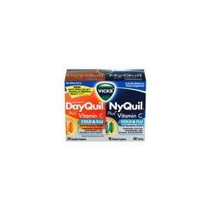 Vicks Dayquil Nyquil Plus Vitamin C, 16 Night And 24 Day Caplets Combo 