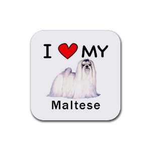  I Love My Maltese Square Coasters (Set of 4) Office 