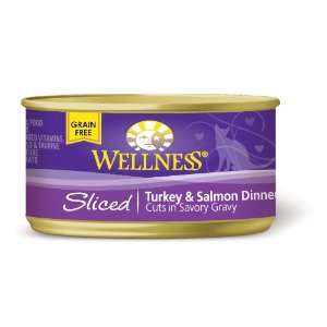 Wellness Canned Cat Food, Sliced Turkey & Salmon Dinner, 24 Pack of 3 