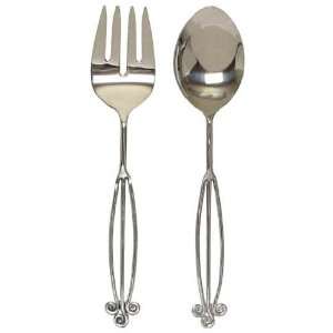  Decorative Salad Server Set with Stainless Steel Handles 
