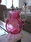 Victorian Art Glass Rib Optic Cranberry Water Pitcher