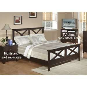  Queen Size Bed with X Design Headboard and Footboard in 