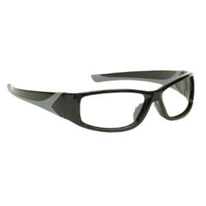 GLASS SAFETY GLASSES IN BLAC UNIFIT NYLON FRAME, WRAP AROUND DESIGN 