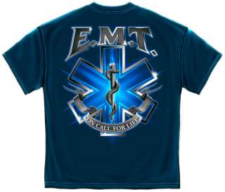 EMT on call for life T Shirt EMS logo medical paramedic electric biker 