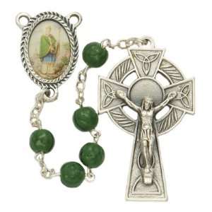  7mm Shamrock Beads and St. Patrick Photo Center Rosary 
