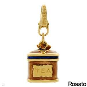 ROSATO 18K YELLOW GOLD ENAMEL NECKLACE BRACELET PENDANT TEA CHARM 