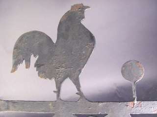 Antique Hand Made Wrought Iron Rooster Homemade Weathervane  