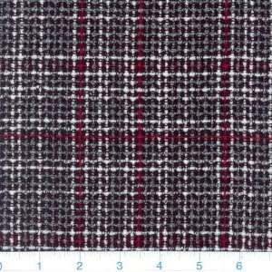  58 Wide Boucle Fabric Tweed Plaid Black & Red By The 