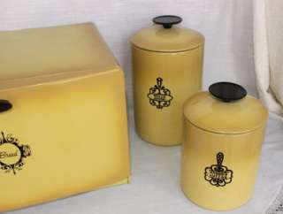   Bend Bread Box & Matching Canister Set Retro 70s Kitchen Decor  