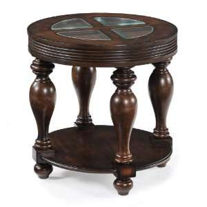  Magnussen Aubrey Wood and Glass Oval End Table
