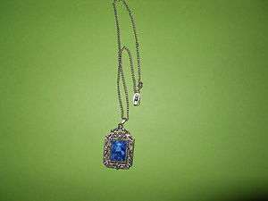   Coventry Silvertone Faux Lapis Roman Holiday Pendant Necklace  