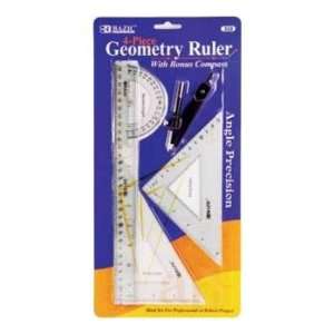  BAZIC Geometry Ruler Combination Sets w/ Compass (Case 