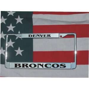  Denver Broncos Chrome Laser Engraved License Plate Frame 