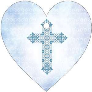 Baby Keepsake Blue Cross on Canvas Background Design Heart Shaped 