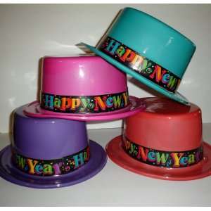  Happy New Year Top Hats Assorted Colors 8 Count Party 