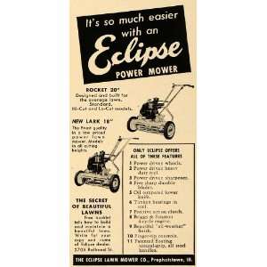  1950 Ad Eclipse Power Lawn Mower Lark 18 Rocket 20 