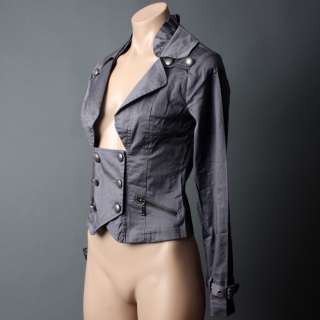 Designer Steampunk Military Captain Women Long Sleeve Collar Jacket 