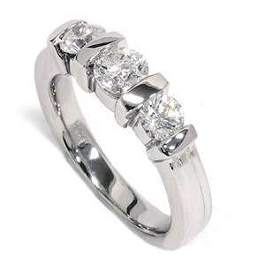 03 Ct Three Stone Diamond Engagement Bar Set 14K Anniversary Ring G 