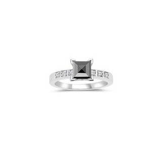 06 1.56 Cts Black & White Diamond Engagement Ring in 14K White Gold 