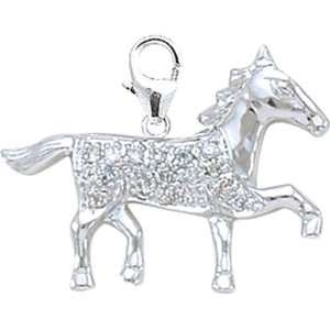   WG 1/10ct HIJ Diamond Horse Spring Ring Charm Arts, Crafts & Sewing