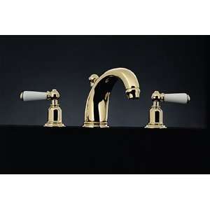 Perrin & Rowe Chrome C Spout Widespread Lavatory Faucet with Porcelain 