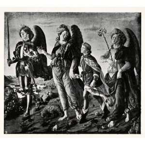 1903 Print Botticelli Religious Art Tobias Archangels Winged Angels 