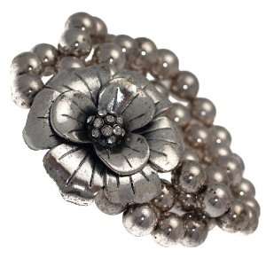  Caelia Silver Crystal Flower Elasticated Bracelet Jewelry