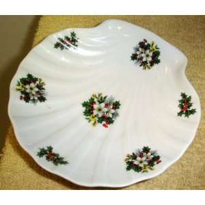  Rochard Limoges Holly Berry Scallop Holiday Serving Dish 