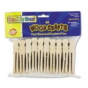   Wood Slotted Clothespins, 3 3/4 Length, 40 Clothespins/Pack CKC368501