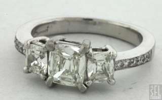   PLATINUM HEAVY 1.32CT DIAMOND THREE STONE WEDDING RING $10,500  