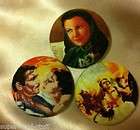 Set of 3 XL Gone With Wind Scarlet New Fabric Buttons 1