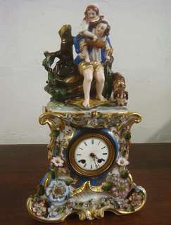 19th antique watches and clocks, French porcelain figures gilt three 