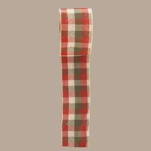   Red, Green and Tan Plaid Double Wire Christmas Ribbon Spools 2.5x10YD
