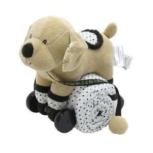    Piccolo Bambino Pull Toy with Baby Quilted Blanket  Beige Dog Baby