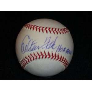 Autographed Carlton Fisk Baseball   OAL Budig HOF 2000 STEINER 