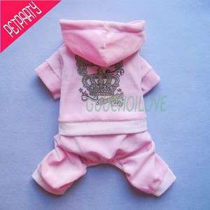 Dog Puppy Pants Pink Shirt Coat Clothes Hoodie Princess Luxury 