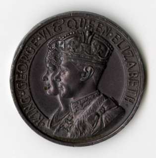 UK Medal 1937 King George VI Queen Elizabeth  