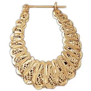  14kt Yellow Gold Filigree U Shaped Earrings Jewelry