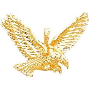  10K Yellow Gold Flying Eagle Charm Diamond Cut Jewelry