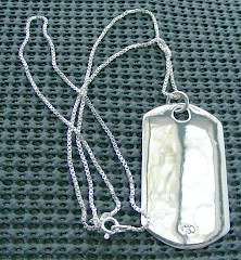 Dog Tag pendant Sterling Silver ( 925 ) plus 1 sterling silver chain
