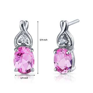 50 Carats Pink Sapphire Oval Cut CZ Stone Earrings in Sterling 