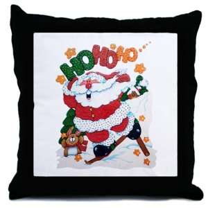  Throw Pillow Merry Christmas Santa Claus Skiing Ho Ho Ho 