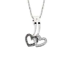  Liana .10tw Black & White Diamond Double Heart Necklace 