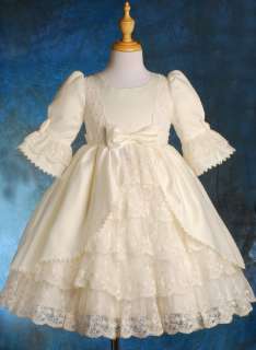 Ivory Flower Girl Party Victorian Princess Dress Size 7  