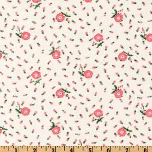  44 Wide Floral Flannel White/Pink Fabric By The Yard 