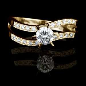   CT ROUND DIAMOND ENGAGEMENT RING 18K SOLID YG GOLD Jewelry