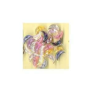  Acrylic Moon Beads, Multi Colors, 50pcs