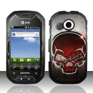 Pantech Crossover P8000 (AT&T) Rubberized   Red Skull Design Protector 